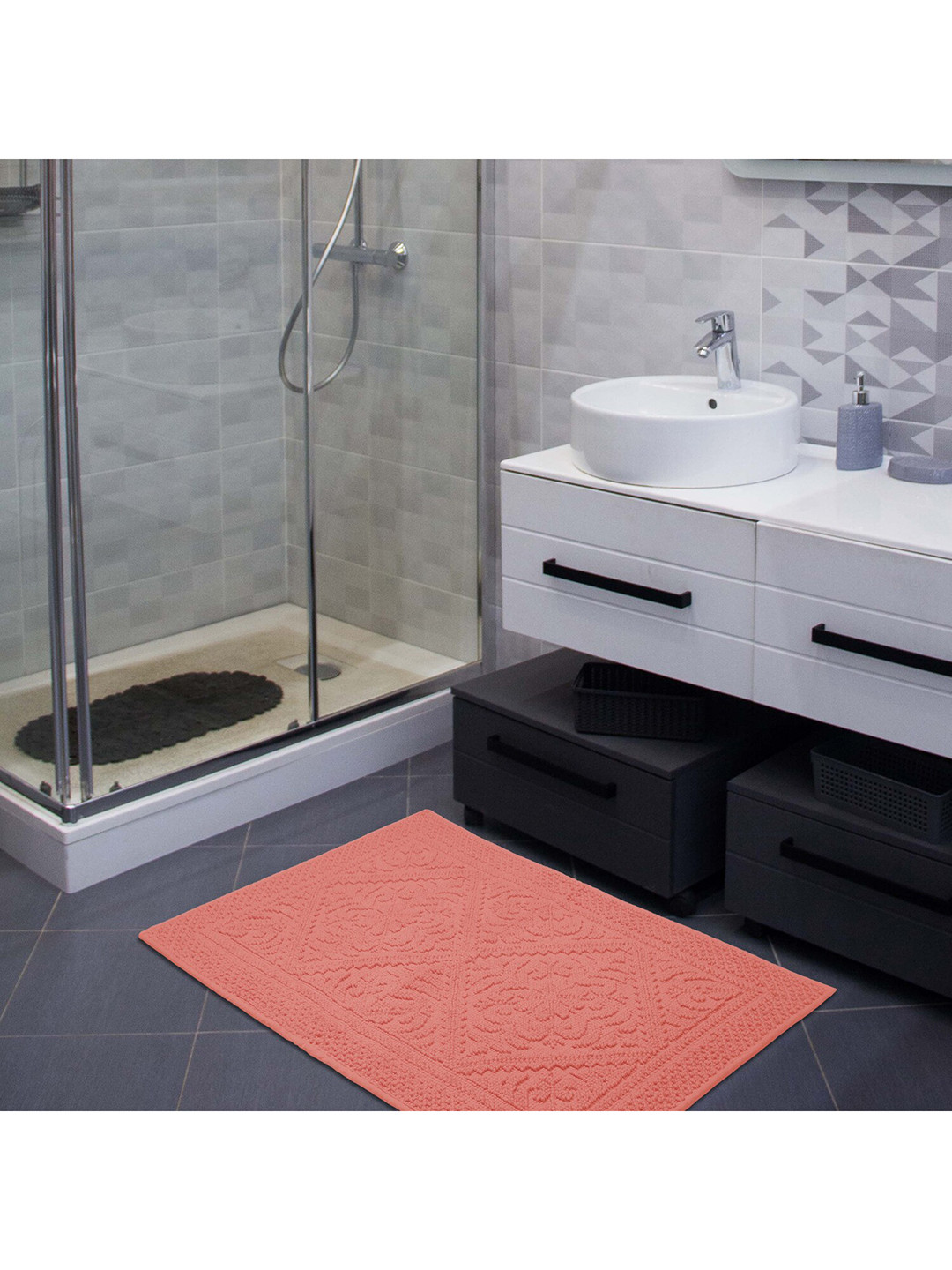 

Pano Coral Pink 100% Cotton Provence Jacquard Bath Rugs