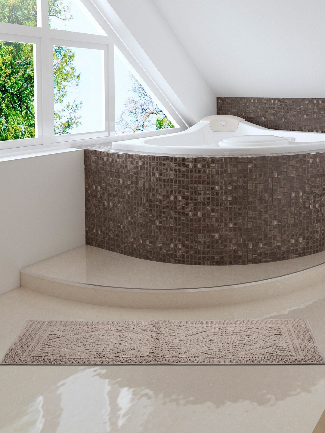

Pano Beige Textured 1902 GSM Pure Cotton Bath Rugs