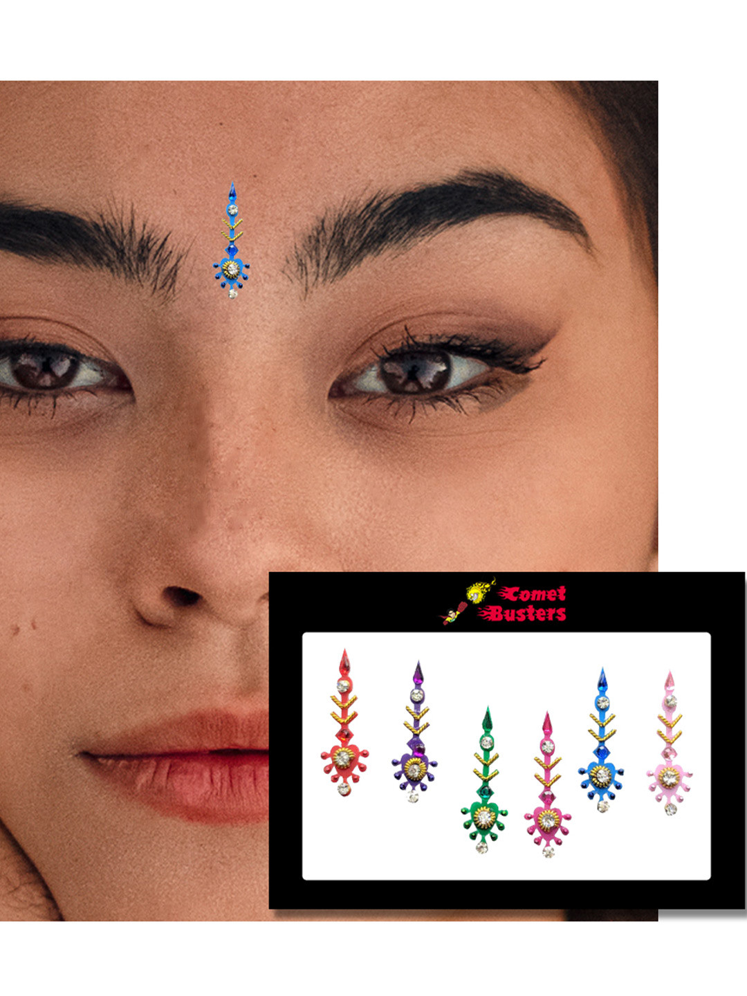 

Comet Busters 6 Pcs Multicoloured Stone Studded Bindi, Multi