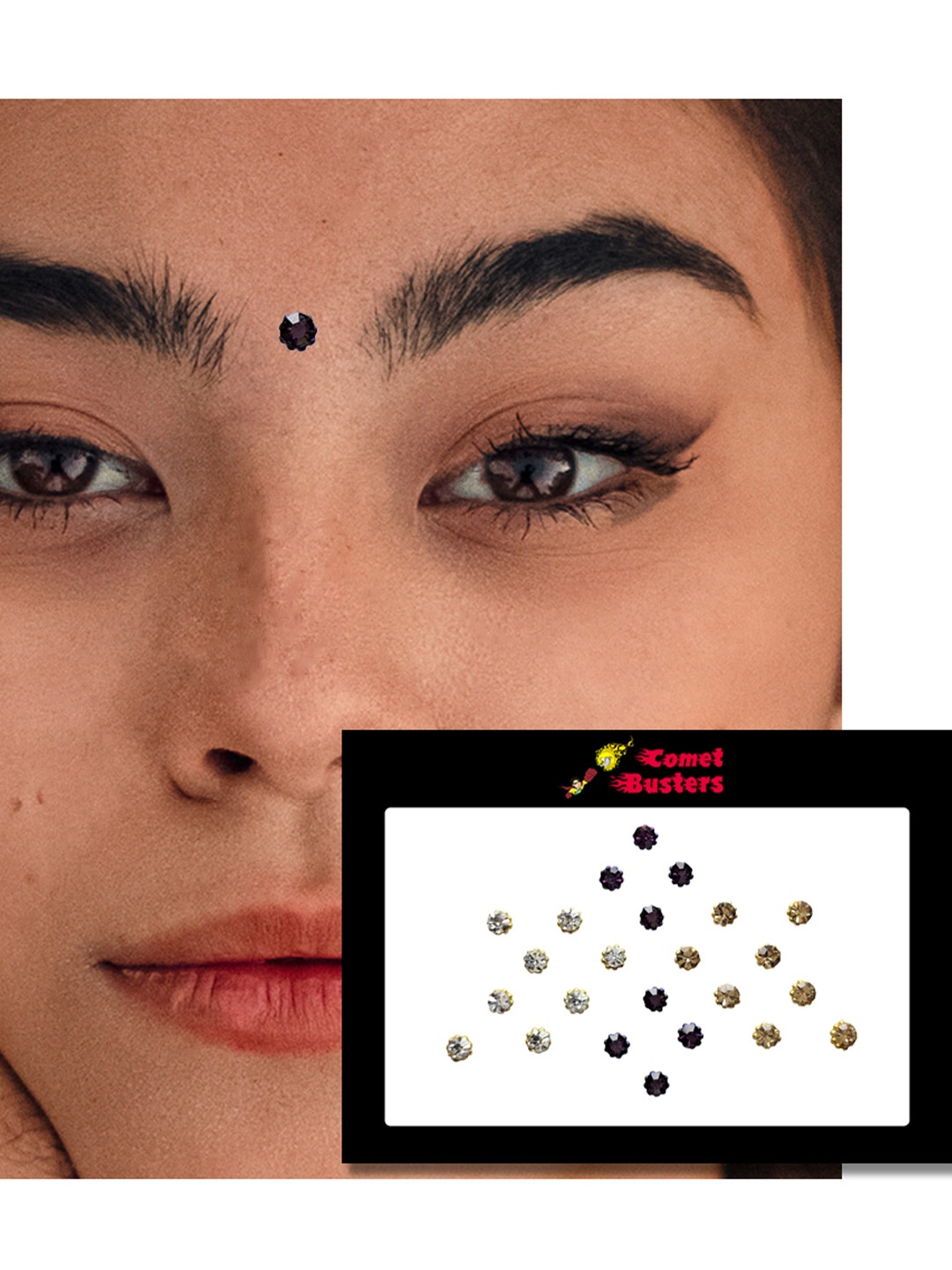 

Comet Busters 24 Pcs Reusable Designer Bindis - Multicoloured, Multi