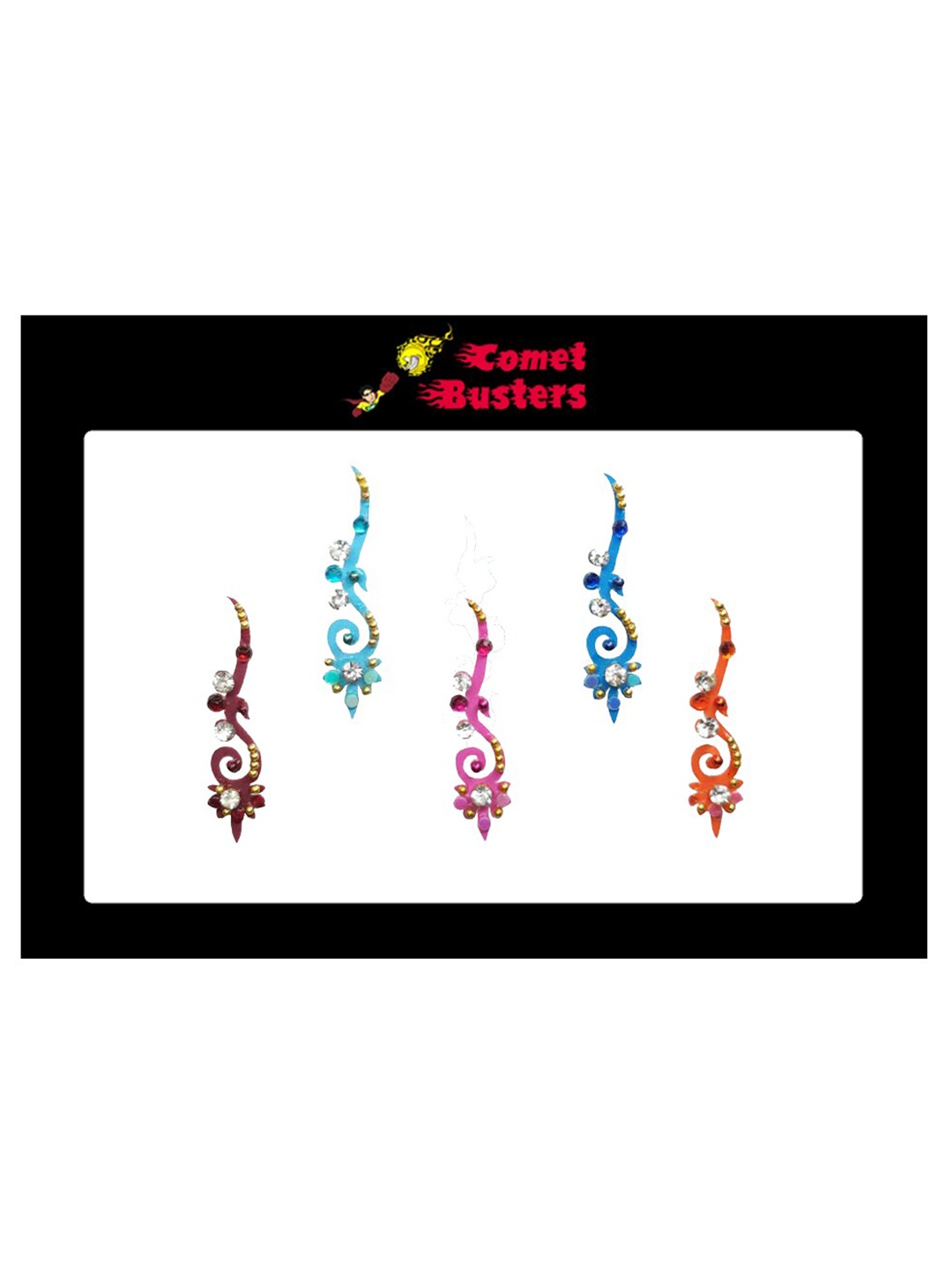 

Comet Busters Pack of 5 Beautiful Traditional Designer Bindis, Multi