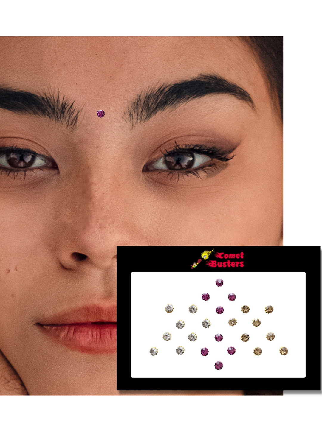 

Comet Busters 24 Pcs Reusable Designer Bindis - Multicoloured, Multi