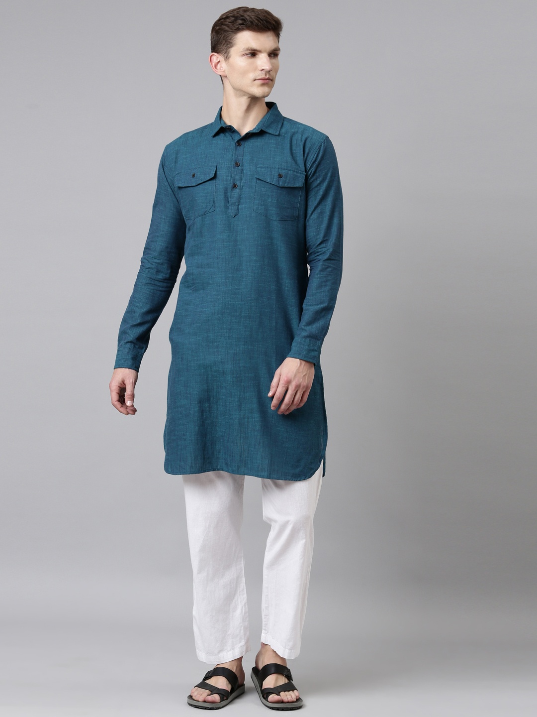 

WHITE HEART Men Green Pathani Kurta
