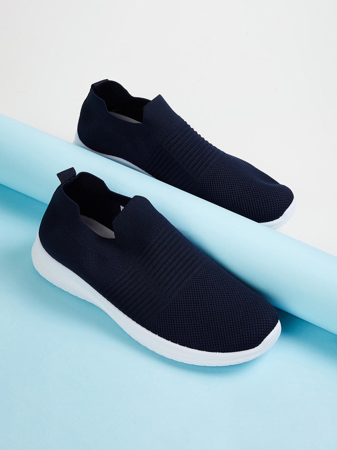 

Forca by Lifestyle Men Navy Blue Woven Design PU Slip-On Sneakers