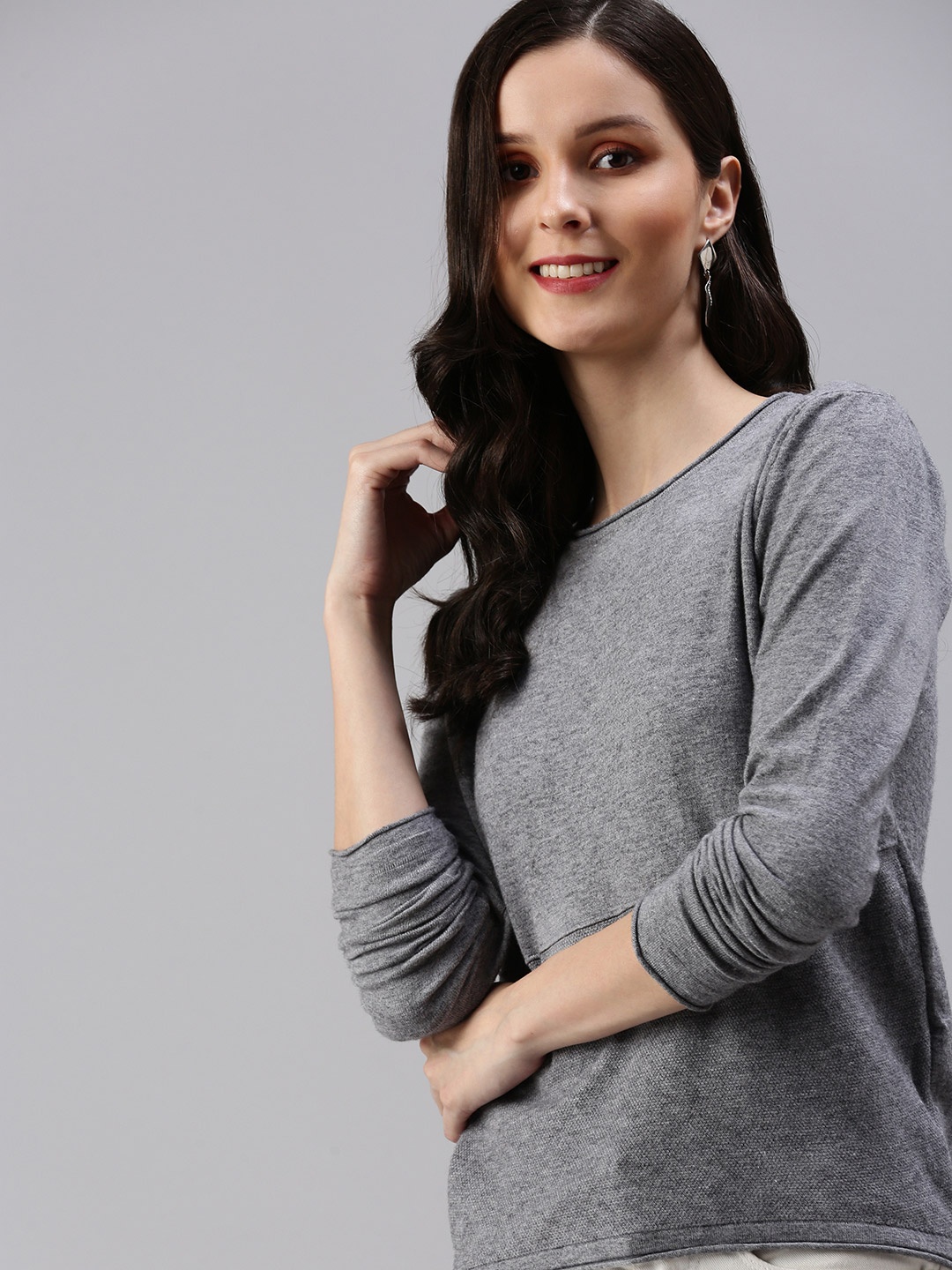 

SHOWOFF Women Grey Round Neck Top