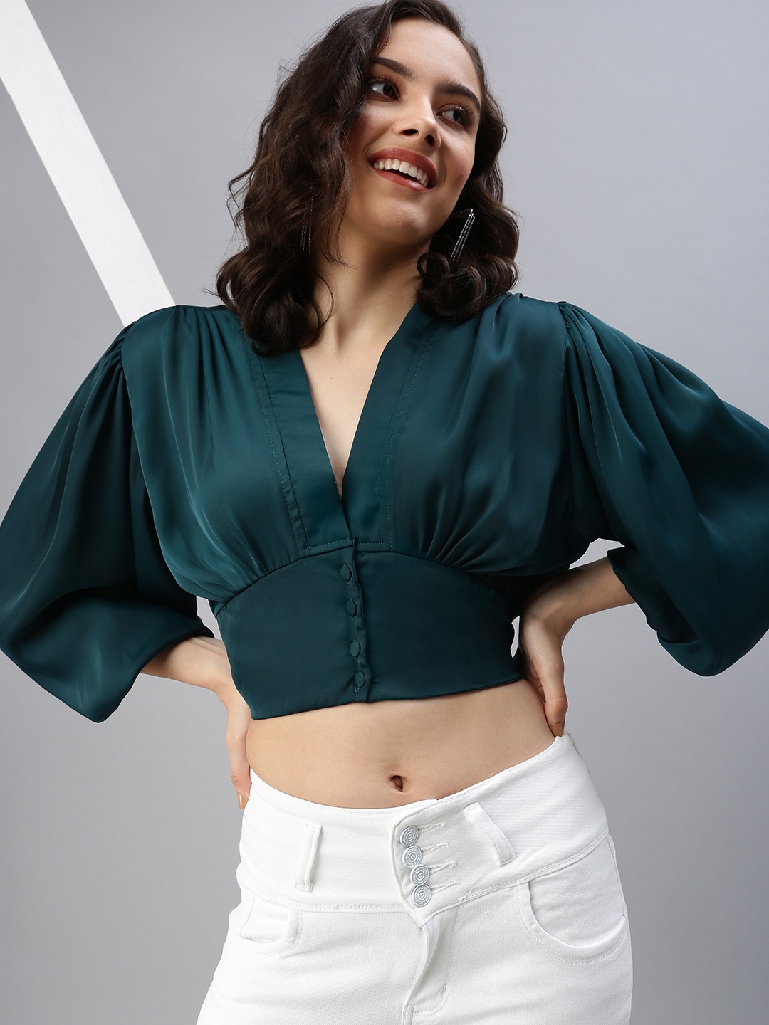 

SHOWOFF Women Green Crop Top