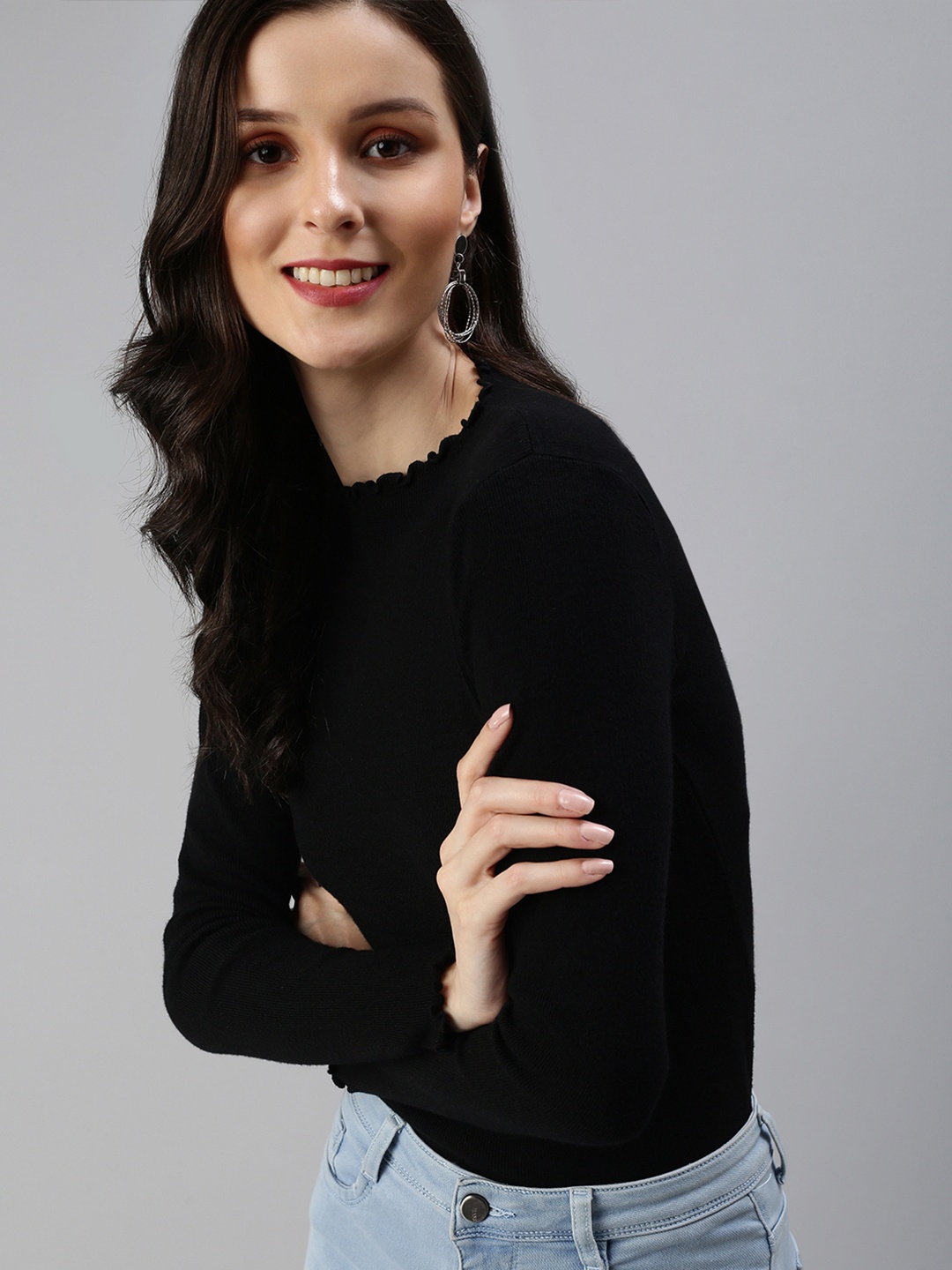 

SHOWOFF Women Black Solid Top