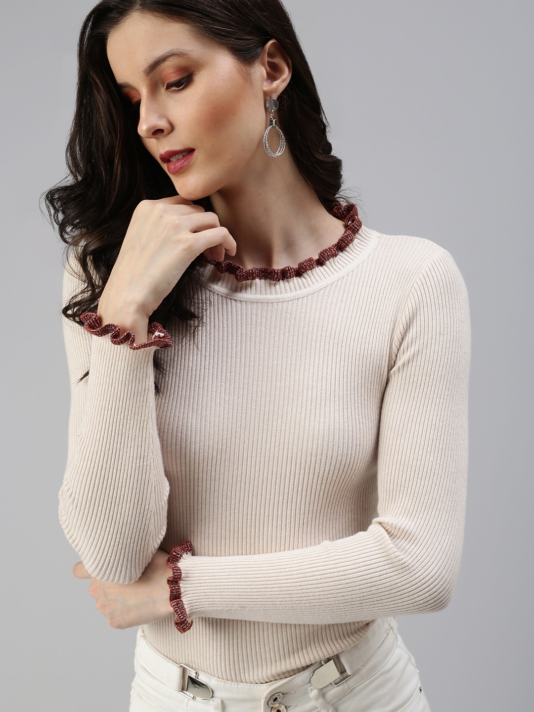 

SHOWOFF Women Solid Beige Top