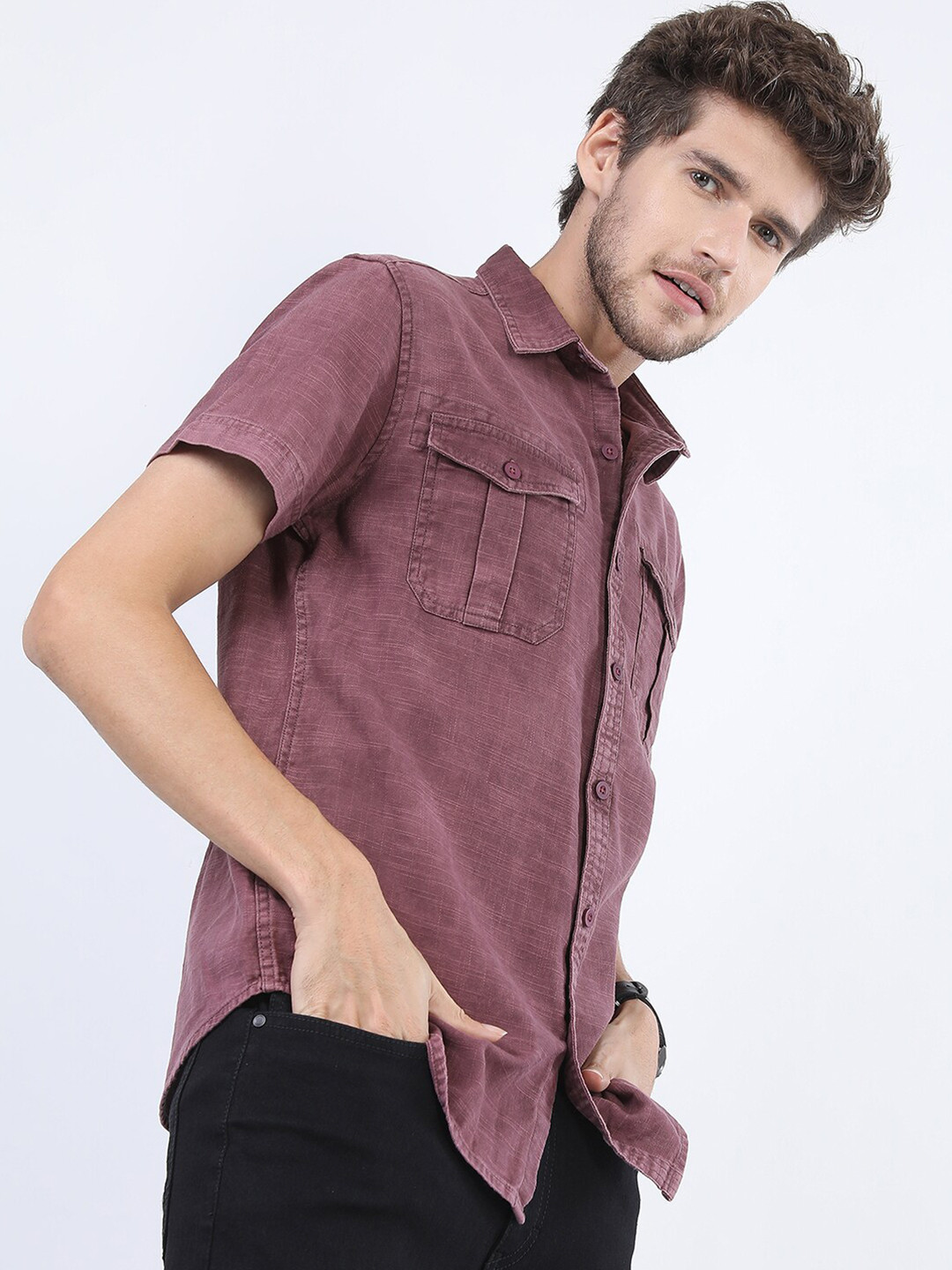 

HIGHLANDER Men Purple Slim Fit Casual Shirt