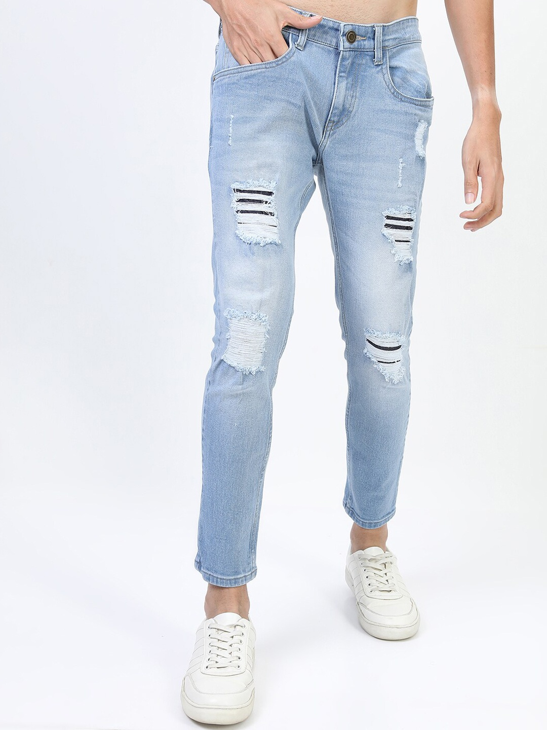 

HIGHLANDER Men Blue Skinny Fit Mildly Distressed Heavy Fade Stretchable Jeans