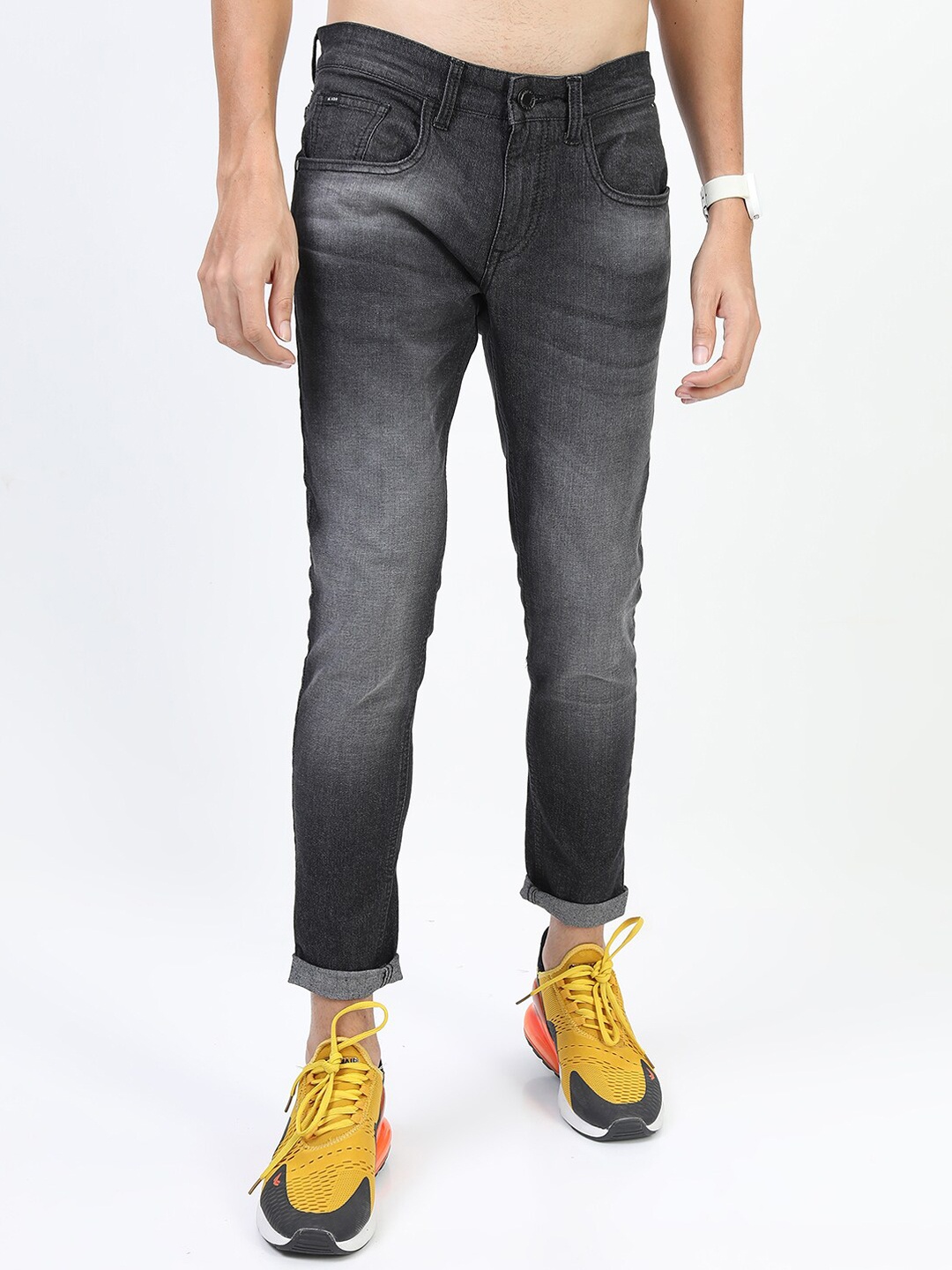 

HIGHLANDER Men Black Skinny Fit Heavy Fade Stretchable Jeans
