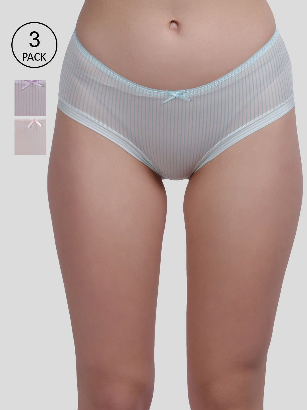

Amour Secret Pack of 3 Women Striped Hipster Briefs P8234_Grn_Pch_Prl, Purple
