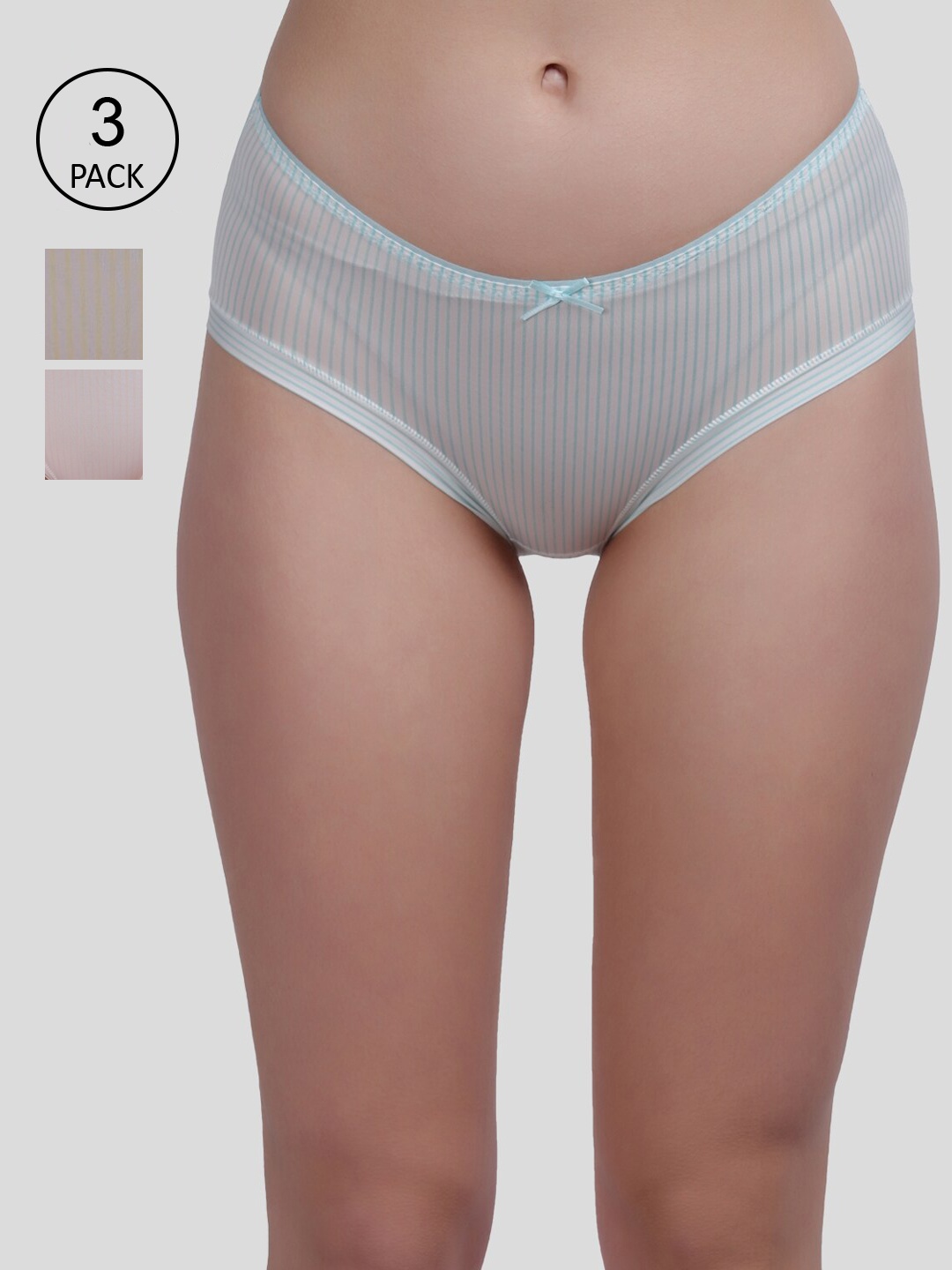 

Amour Secret Women Pack Of 3 Striped Hipster Briefs, Blue