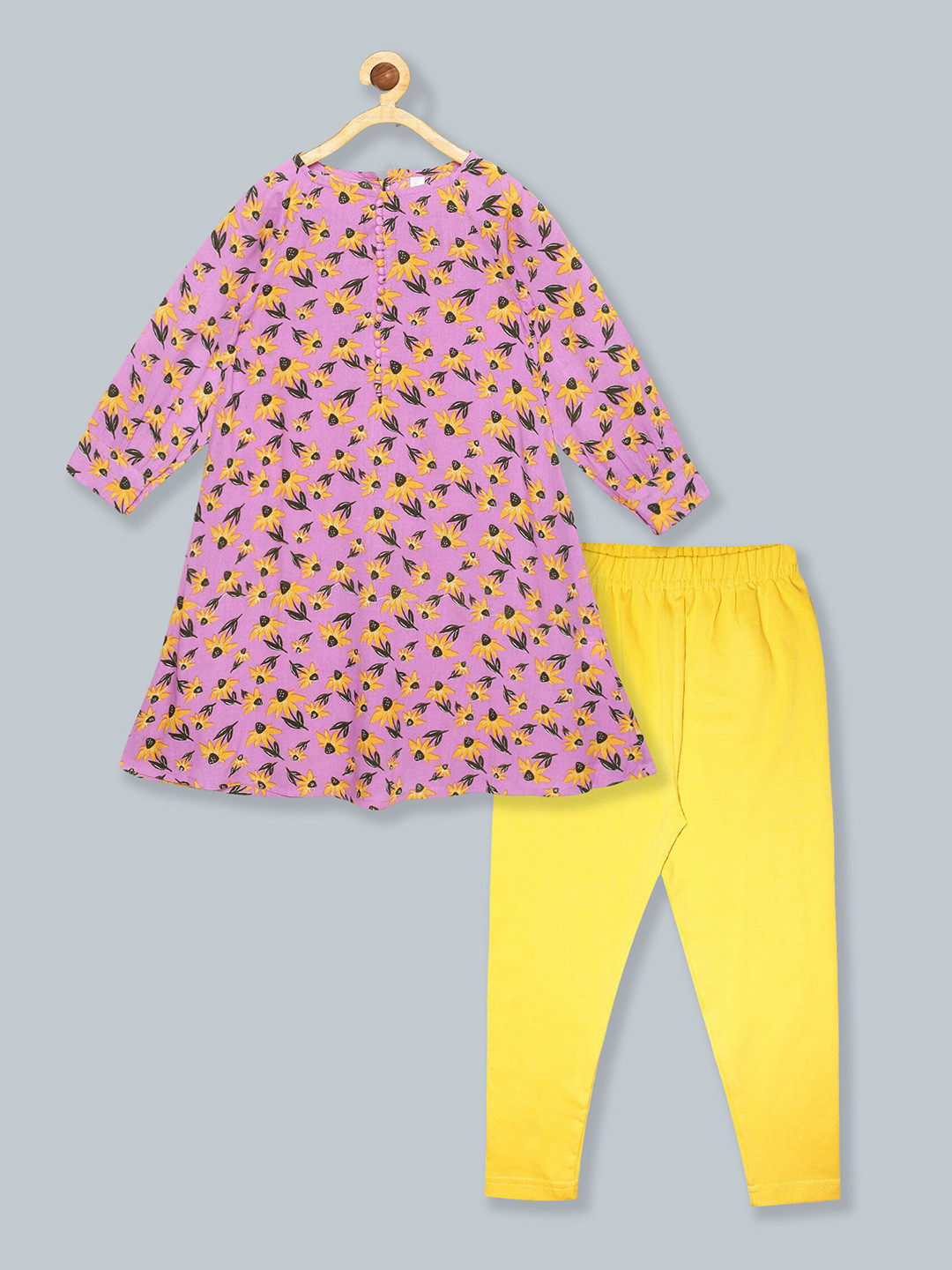 

KiddoPanti Girls Pink Floral Dyed Angrakha Top with Dhoti Pants
