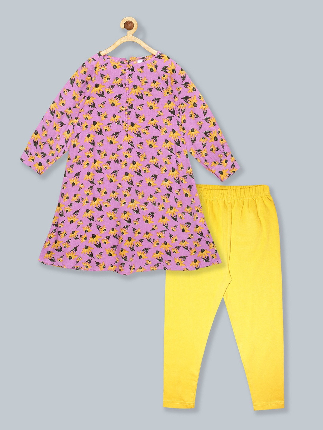 

KiddoPanti Girls Violet Floral Top with Trouser