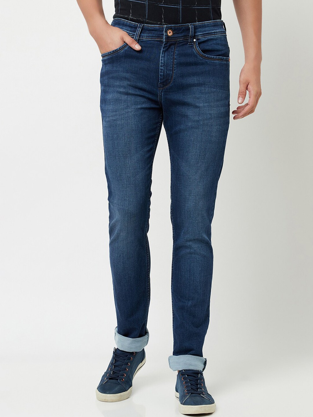 

Crimsoune Club Men Navy Blue Urban Slim Fit Light Fade Stretchable Jeans
