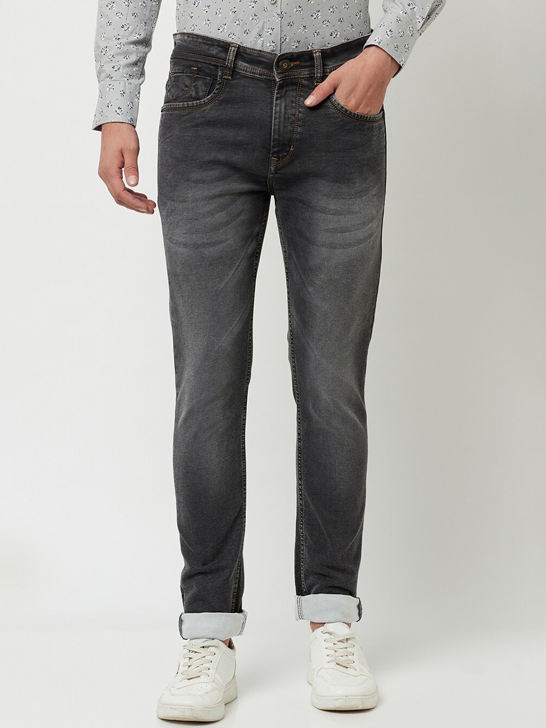

Crimsoune Club Men Grey Urban Slim Fit Heavy Fade Stretchable Jeans