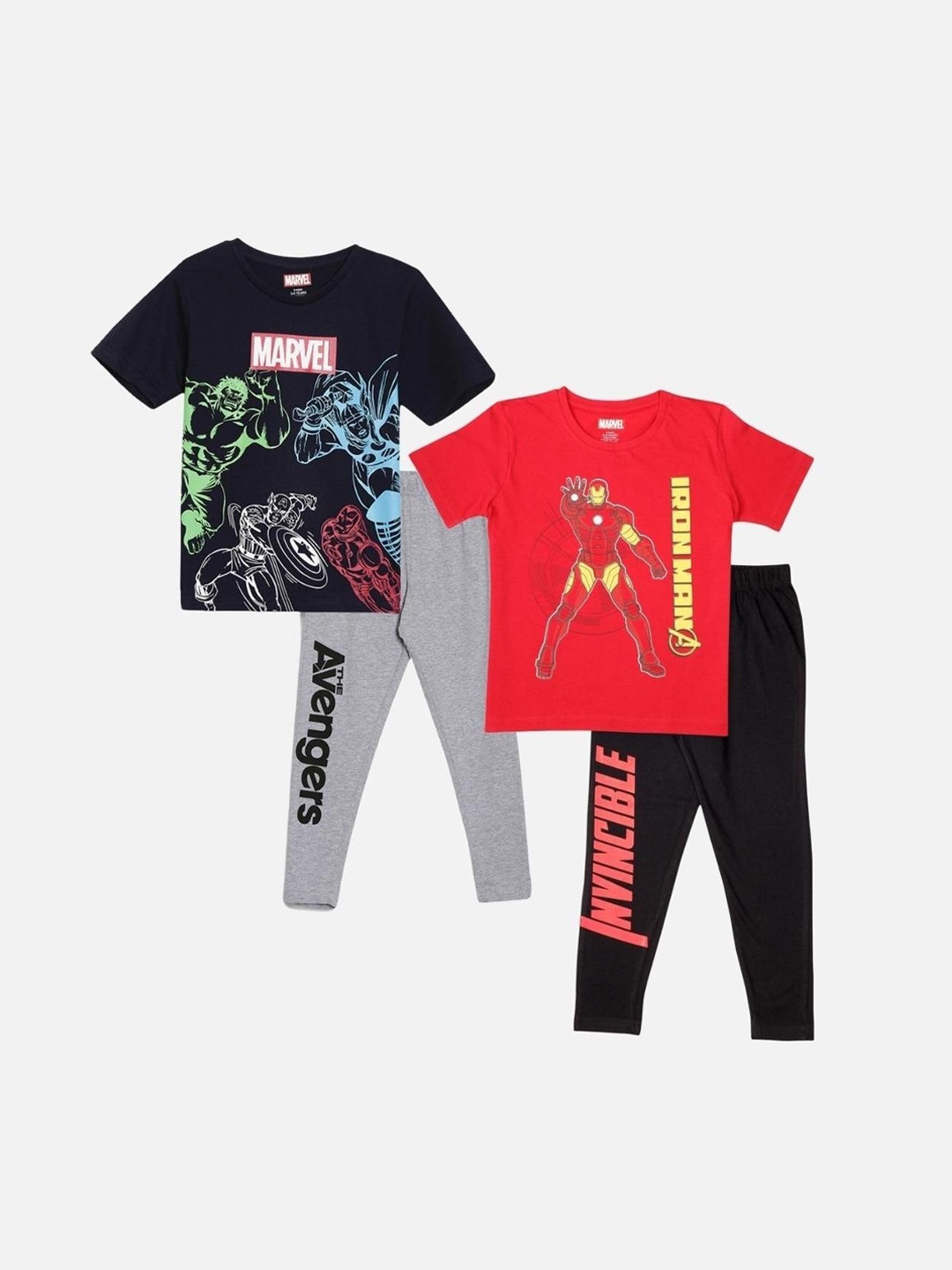

Nap Chief Kids Red & Black Pack of 2 Printed Night suit