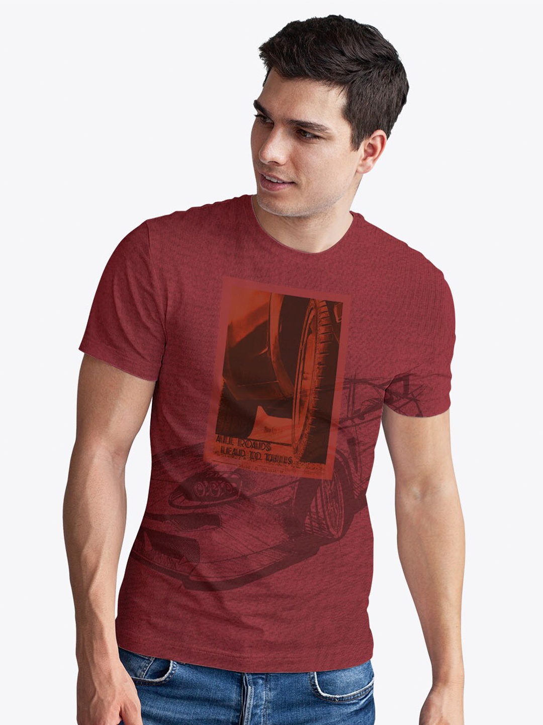 

Status Quo Men Red Graphic Printed T-shirt