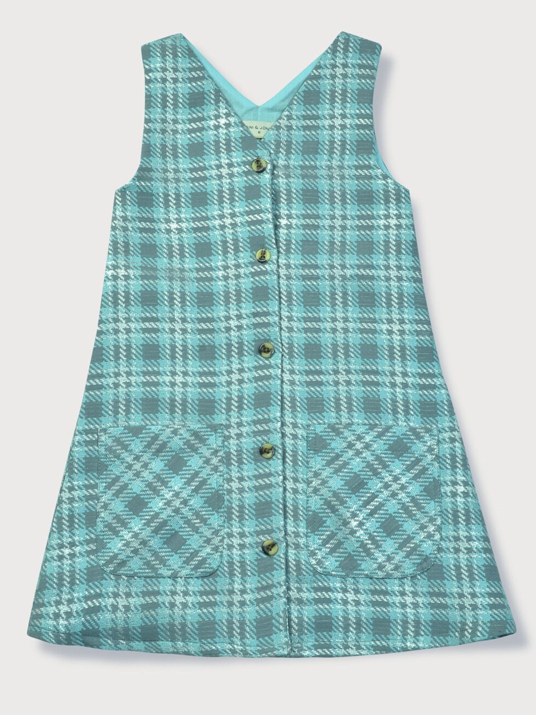 

Gini and Jony Girls Blue Checked A-Line Dress