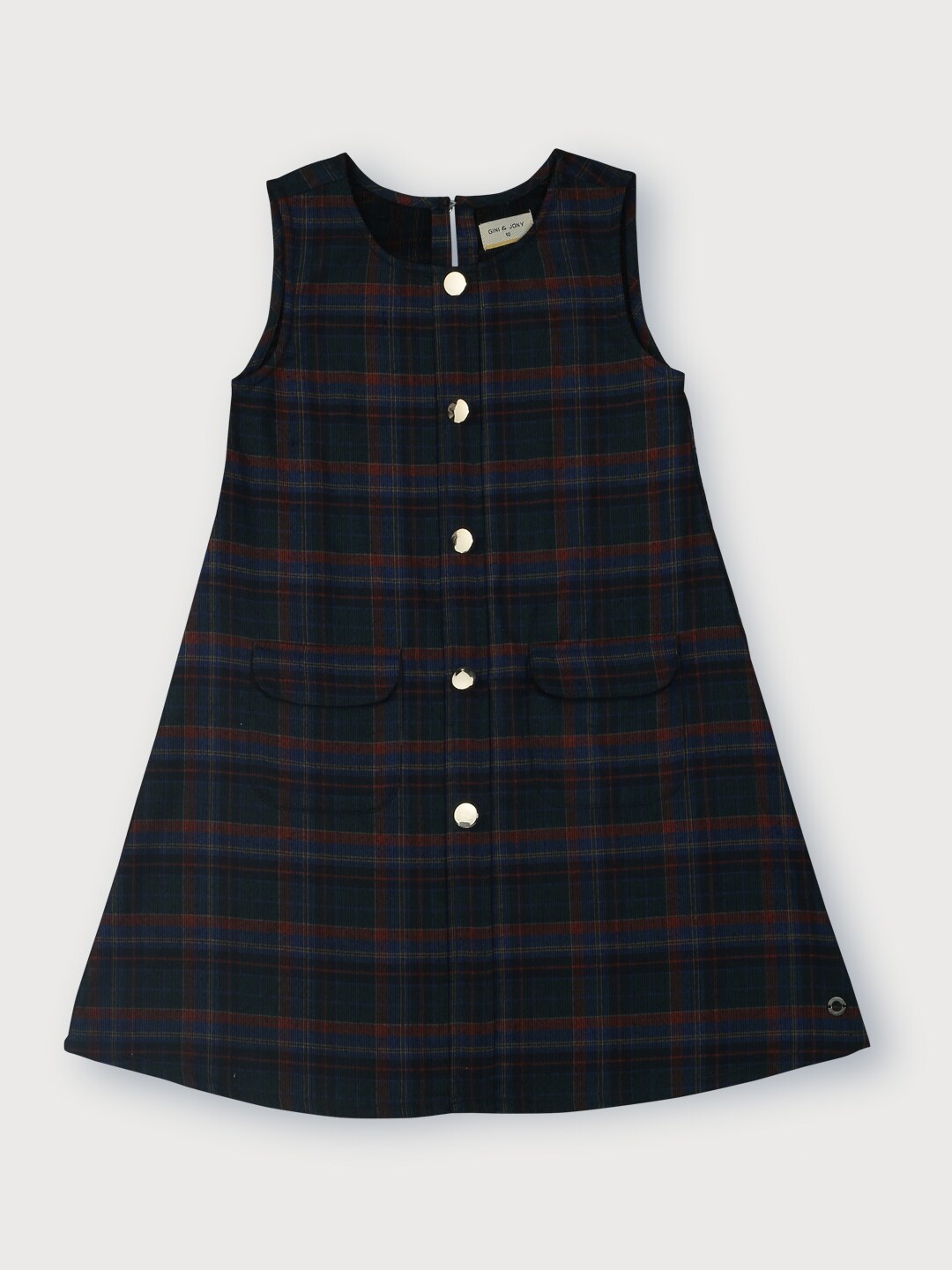 

Gini and Jony Girls Navy Blue Checked A-Line Dress