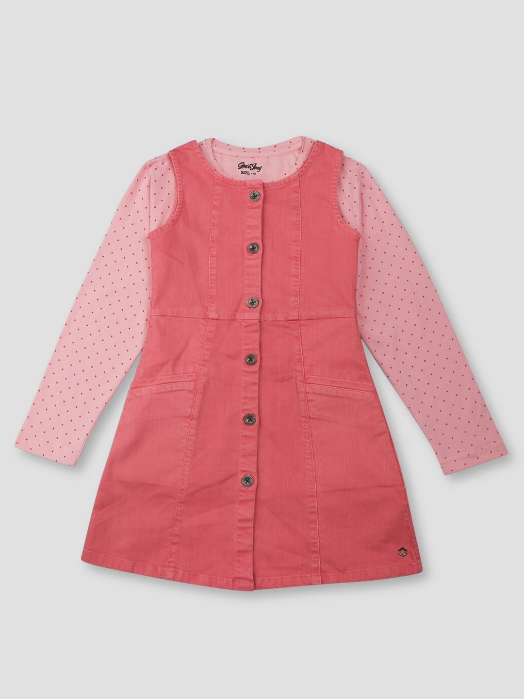 

Gini and Jony Girls Pink Denim A-Line Dress