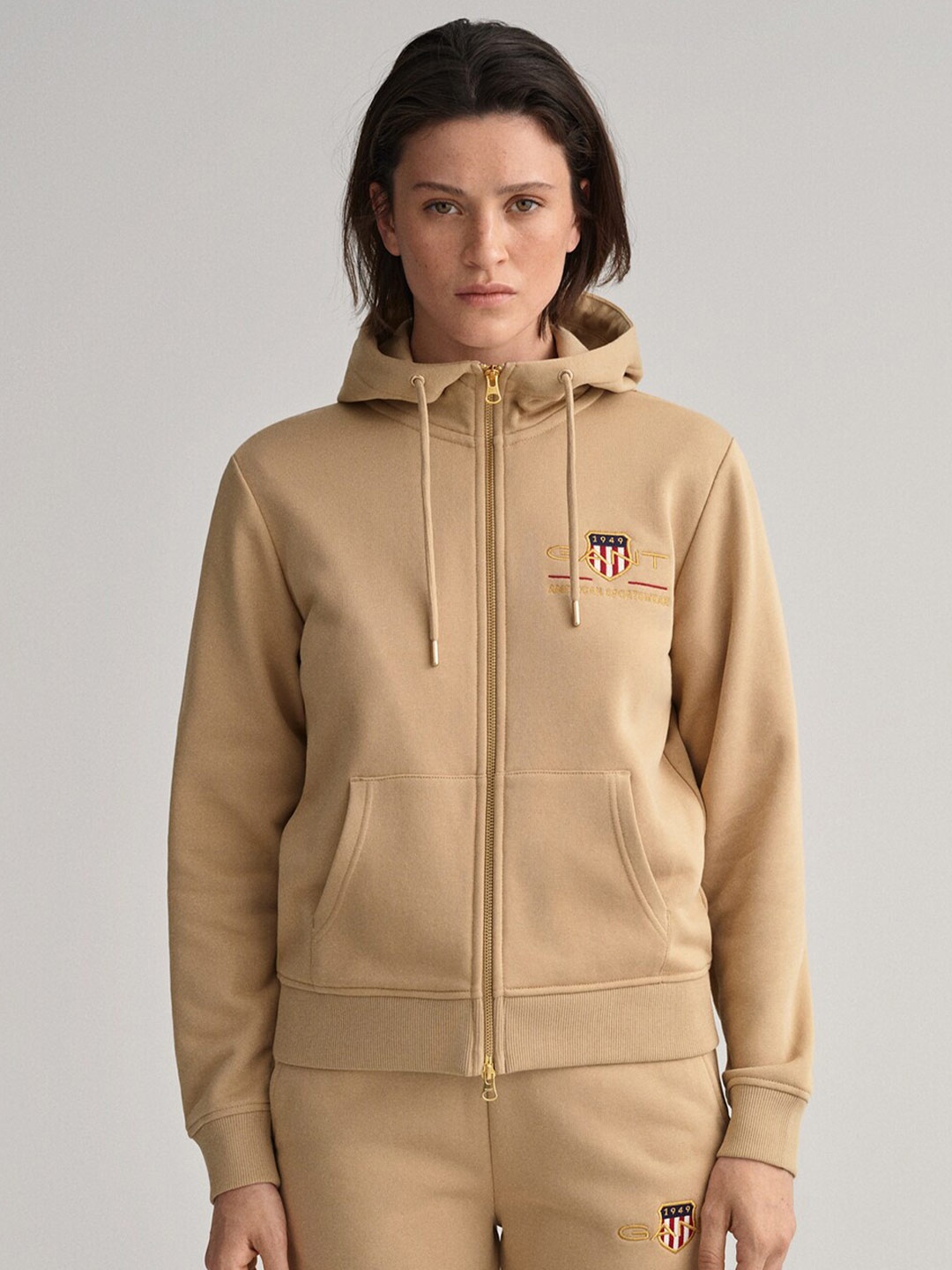 

GANT Women Beige Solid Sweatshirt