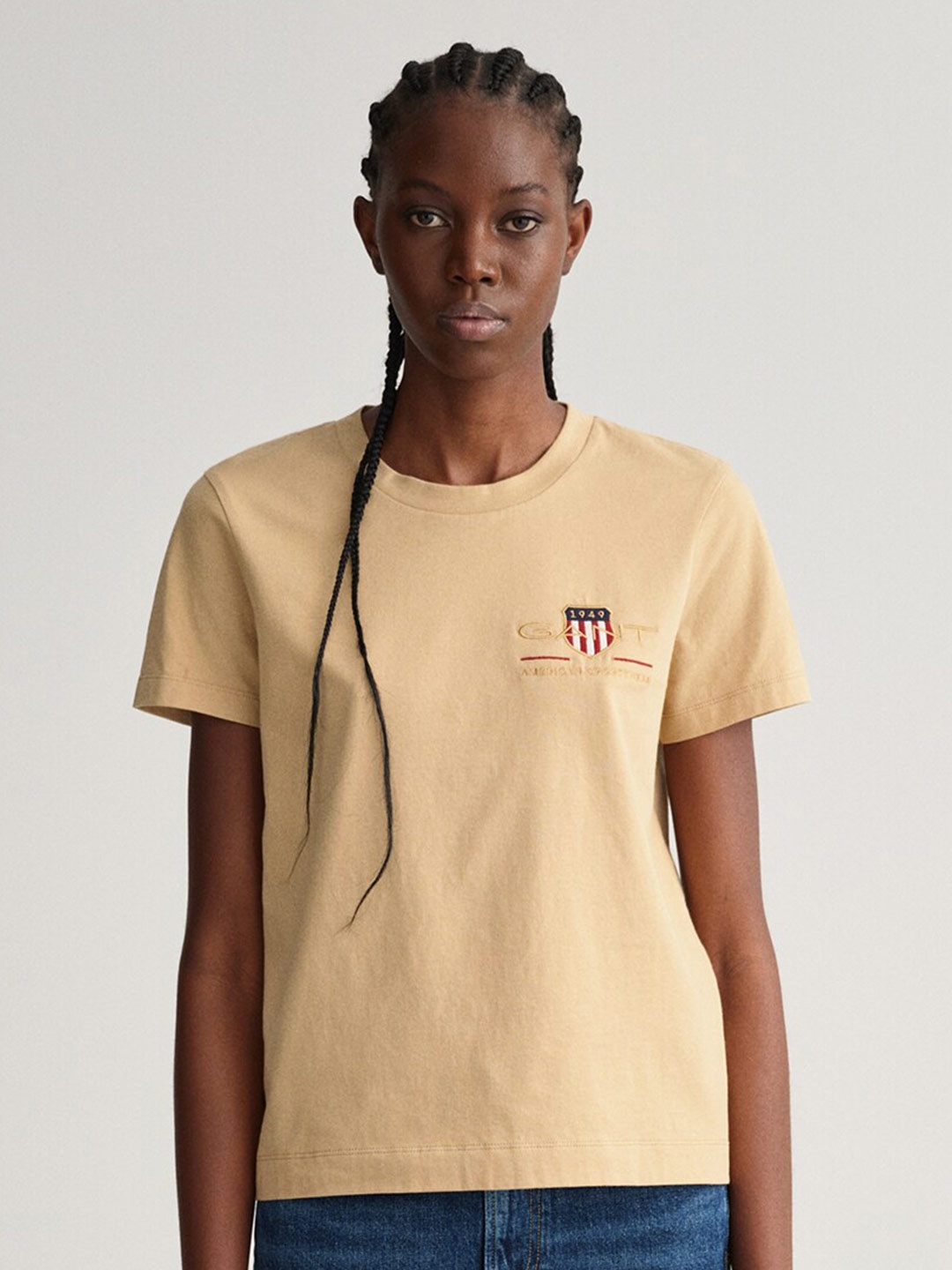 

GANT Women Beige Solid T-shirt