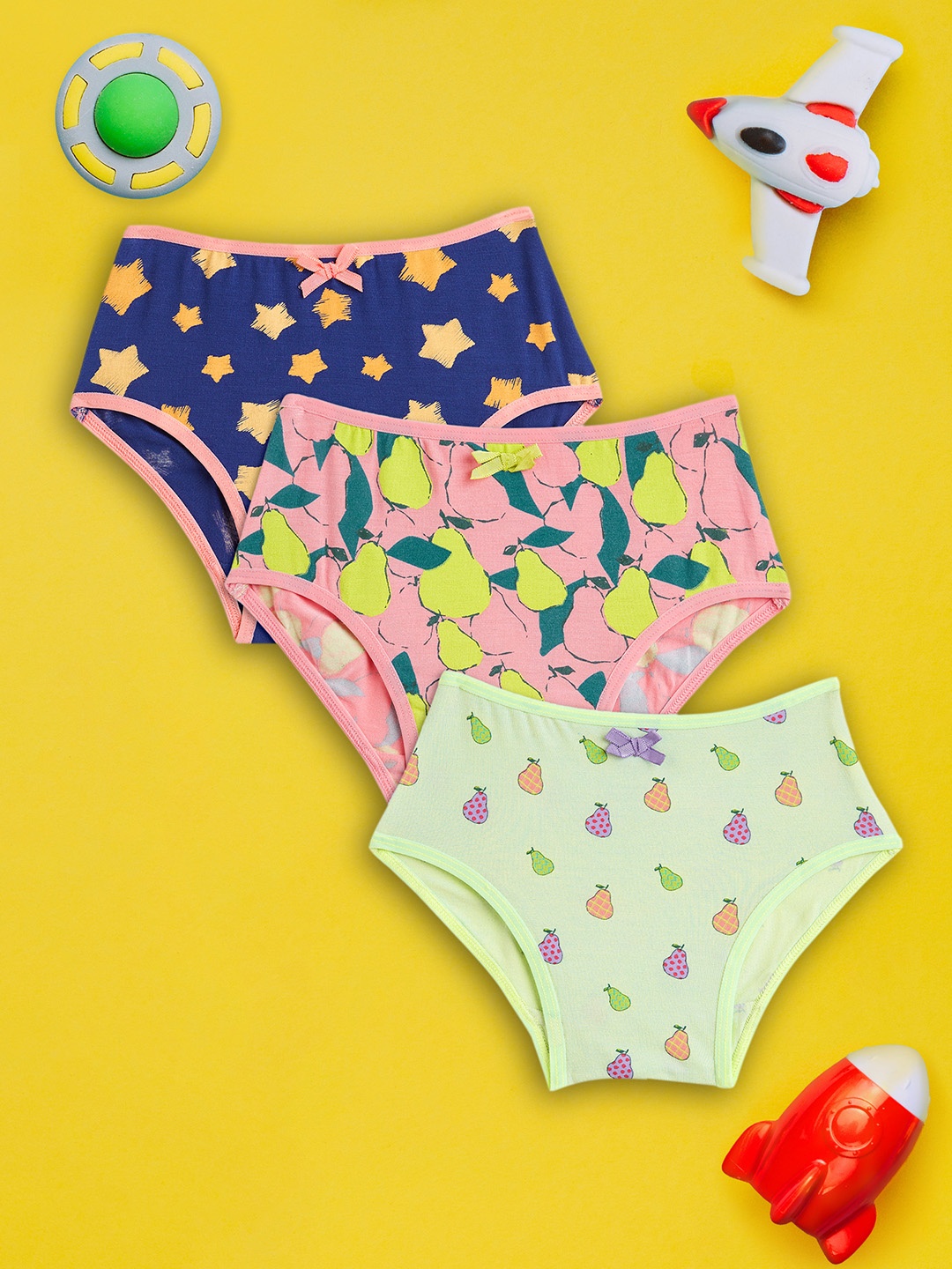 

XY Life Girls Pack Of 3 Pink & Yellow Astro Starry Blue Intellisoft Tencel Modal Hipsters