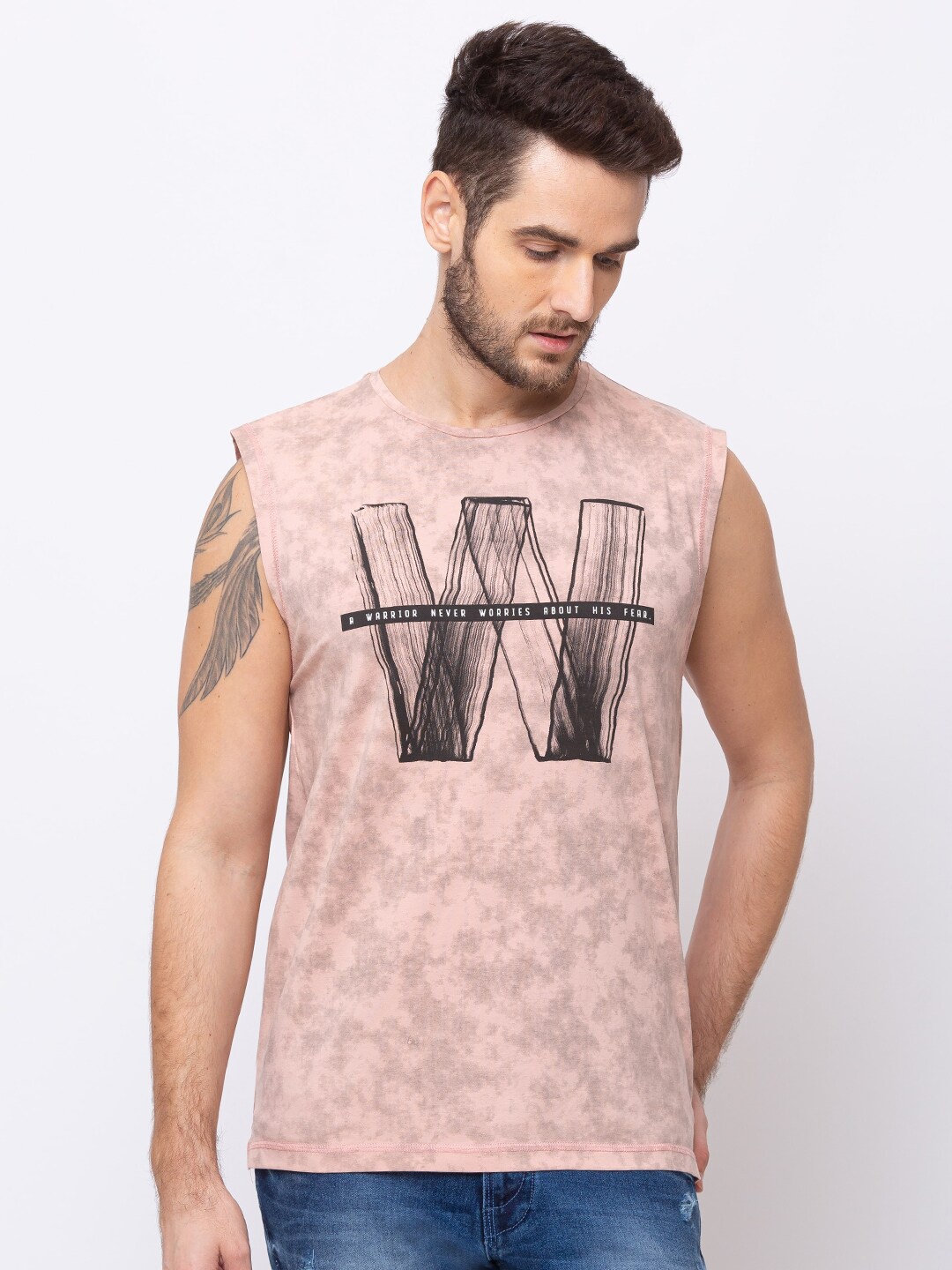 

Status Quo Men Coral Typography Printed Regular Fit T-shirt