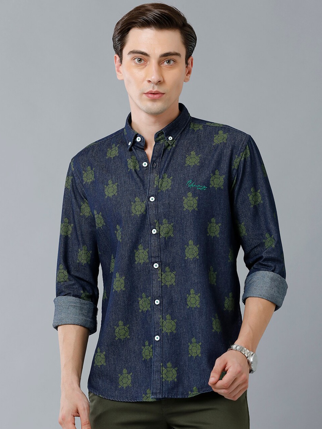 

YOVISH Men Navy Blue Smart Slim Fit Casual Shirt