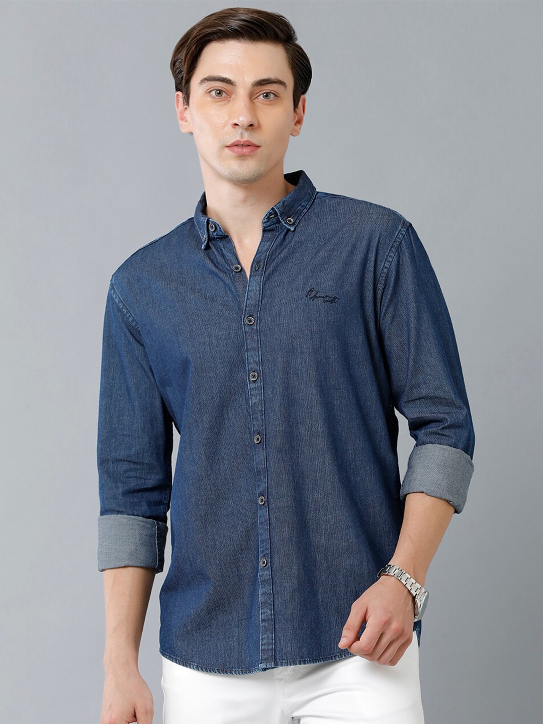 

YOVISH Men Blue Solid Smart Slim Fit Casual Shirt