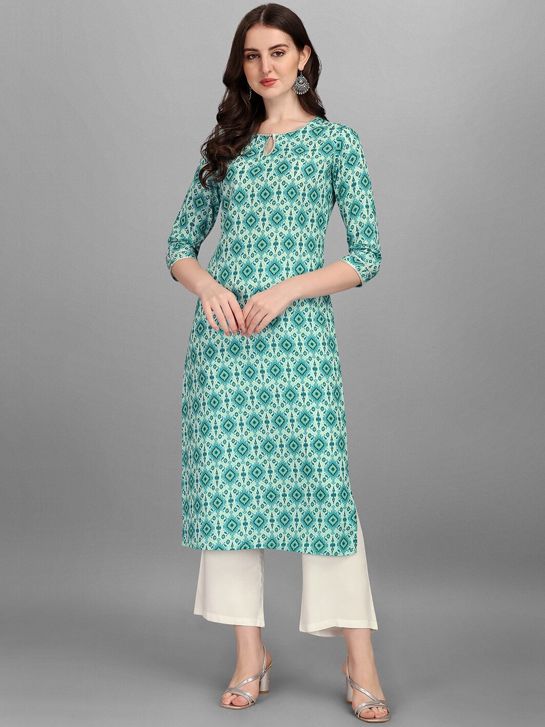

VeBNoR Women Blue Geometric Print Kurta