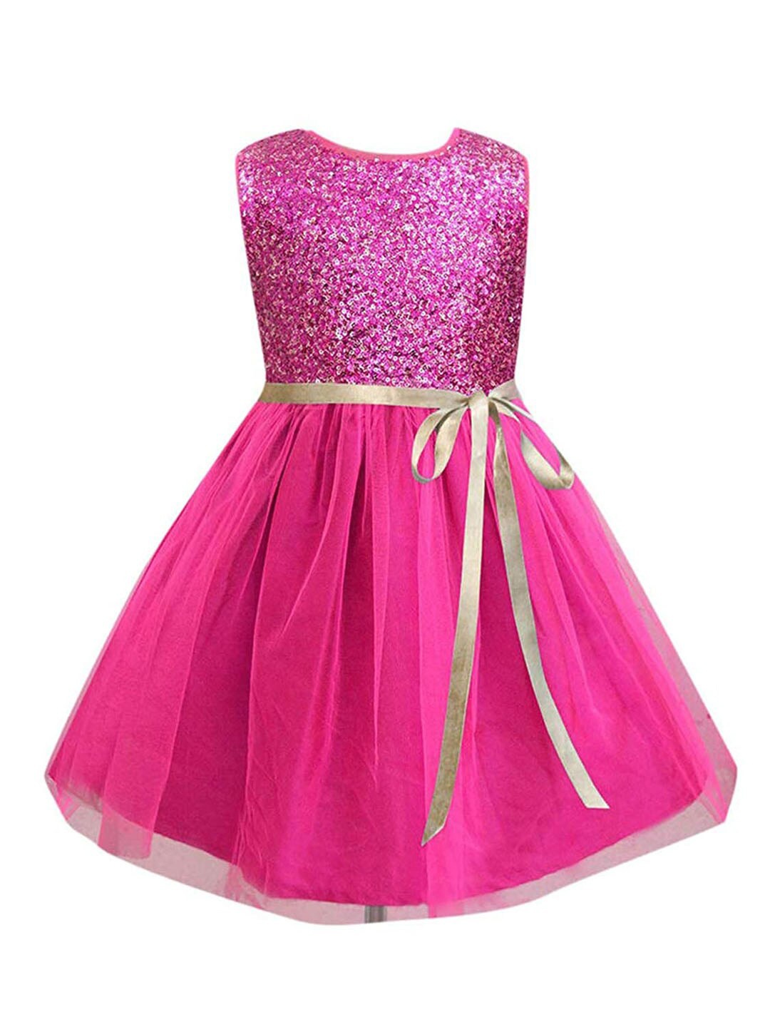 

A T U N Fuchsia Sequins Net Dress