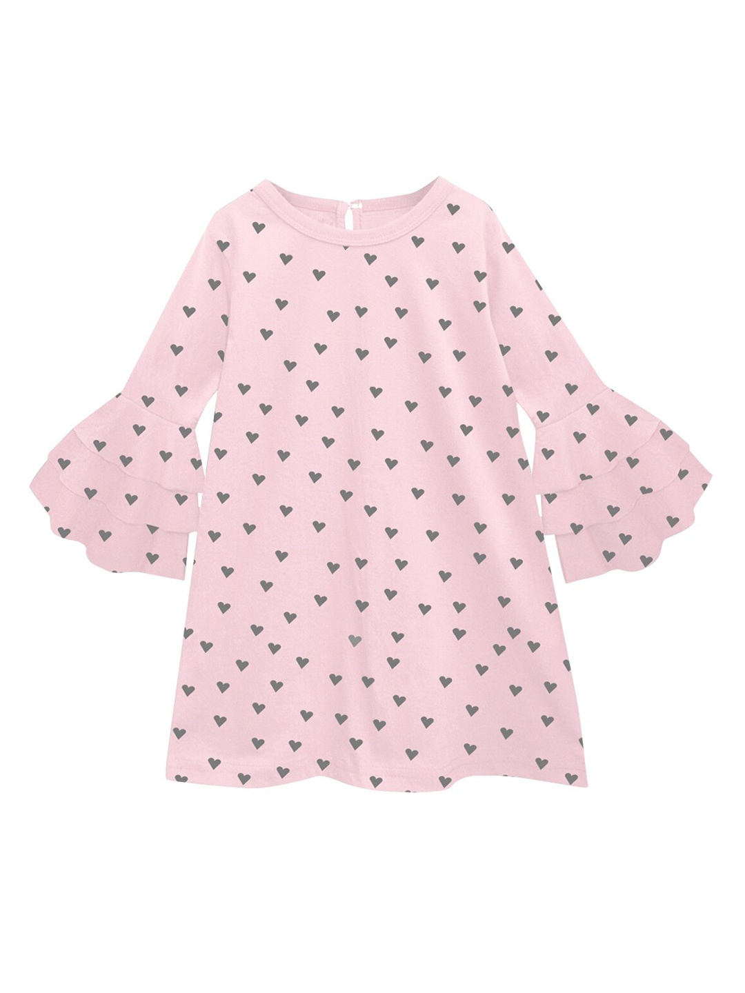 

A T U N Pink A-Line Bell Sleeves Dress