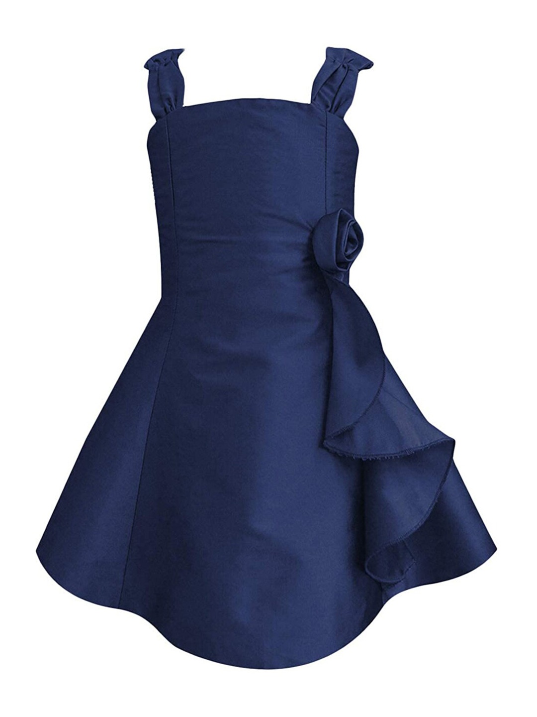 

A T U N Navy Blue Flower Ruffle Dress