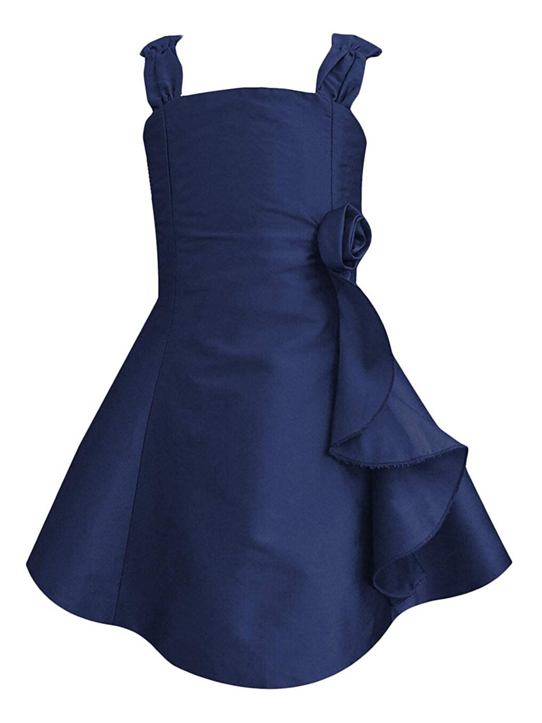 

A T U N Navy Blue Flower Ruffle Dress