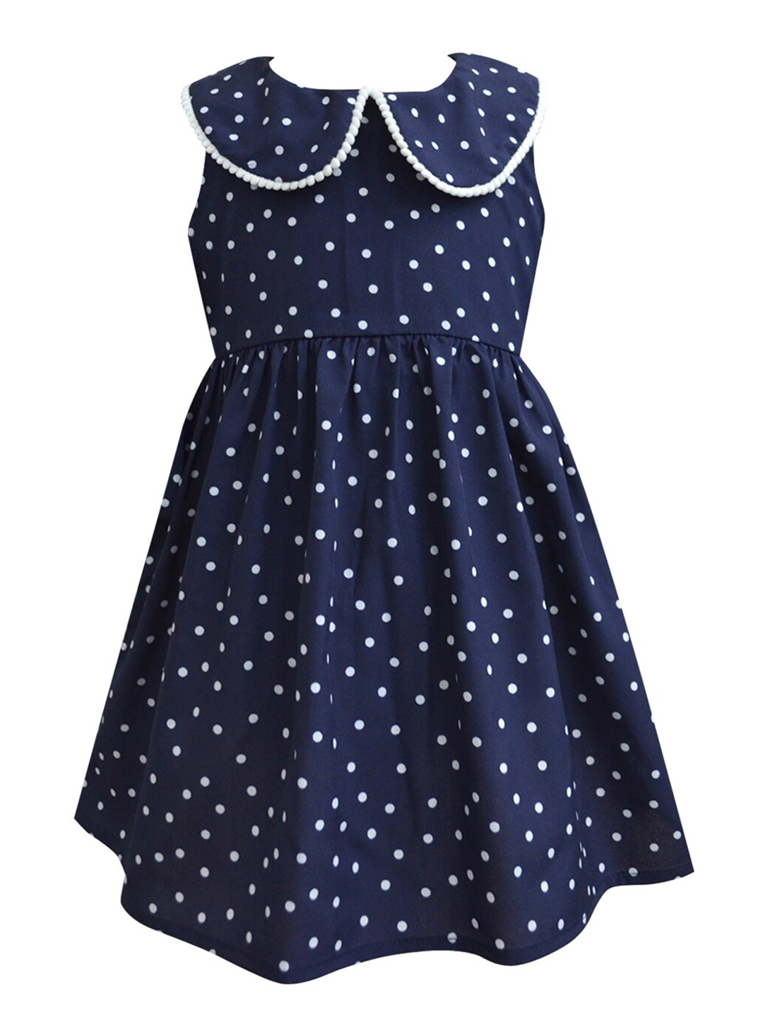 

A T U N Navy Blue Peter Pan Collar A-Line Dress