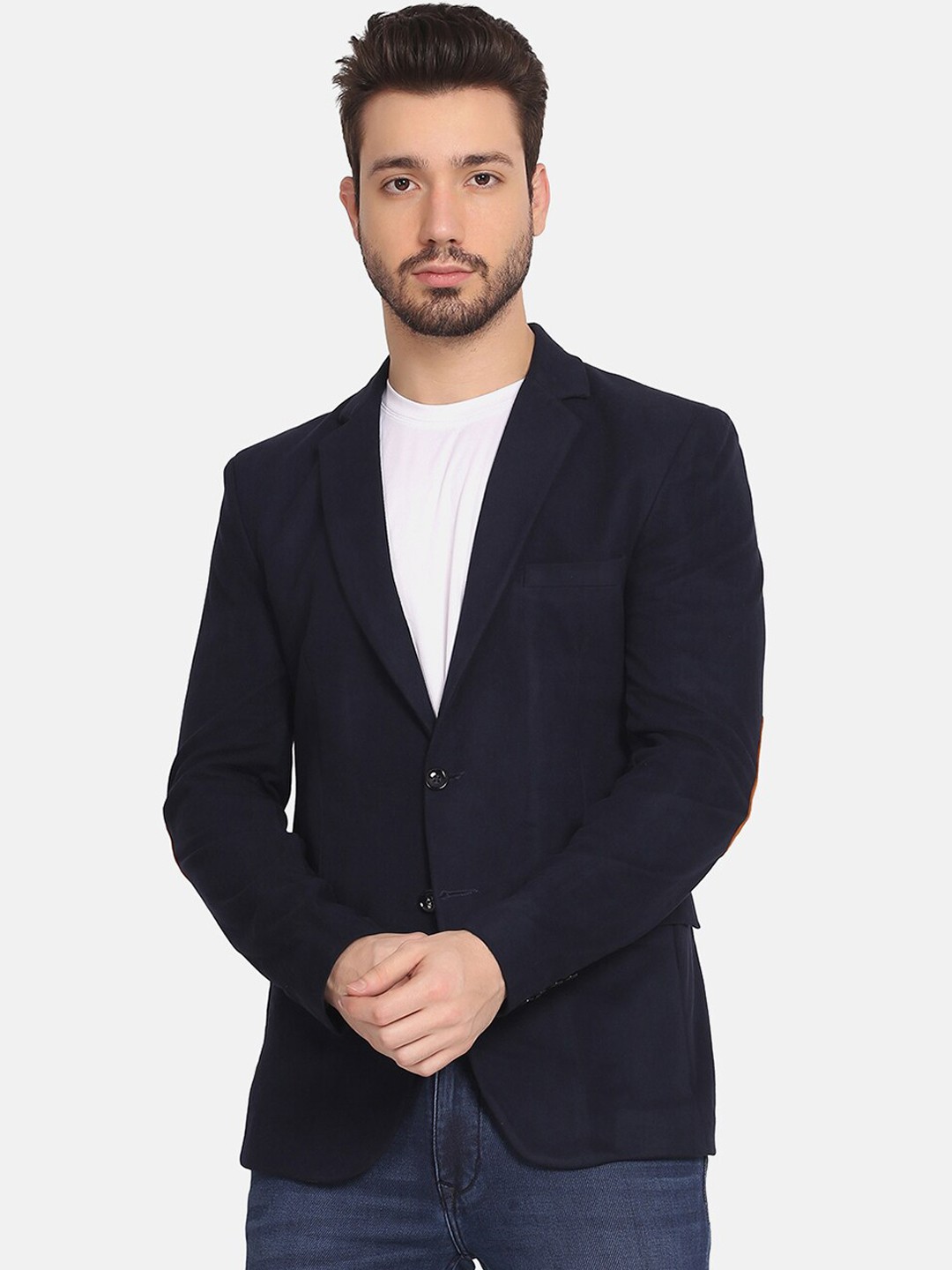 

TAHVO Men Blue Solid Single-Breasted Blazers