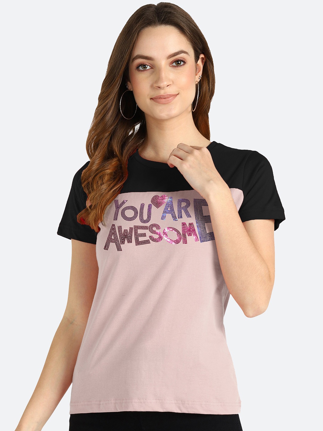 

shashvi Women Purple Typography Printed T-shirt