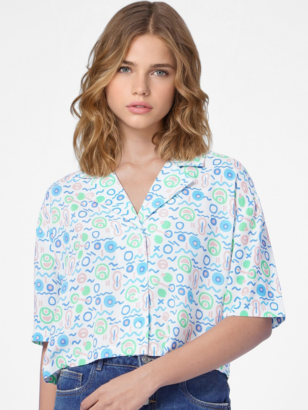

ONLY Women Pink Floral Printed Casual Shirt, White
