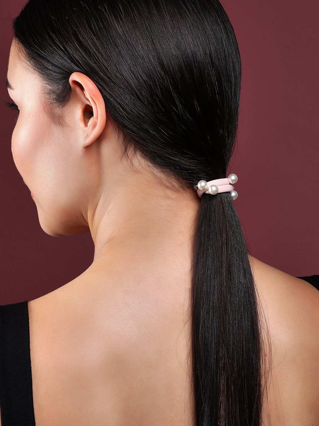 

Rubans Women Pink & Yellow Set of 5 Embellished Ponytail Holders