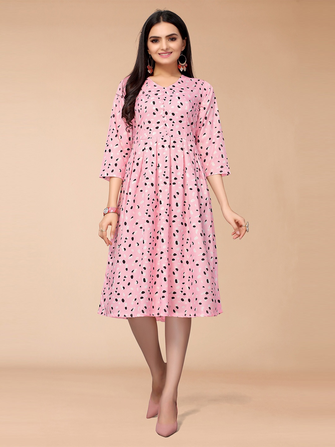 

KALINI Pink Floral Crepe Dress