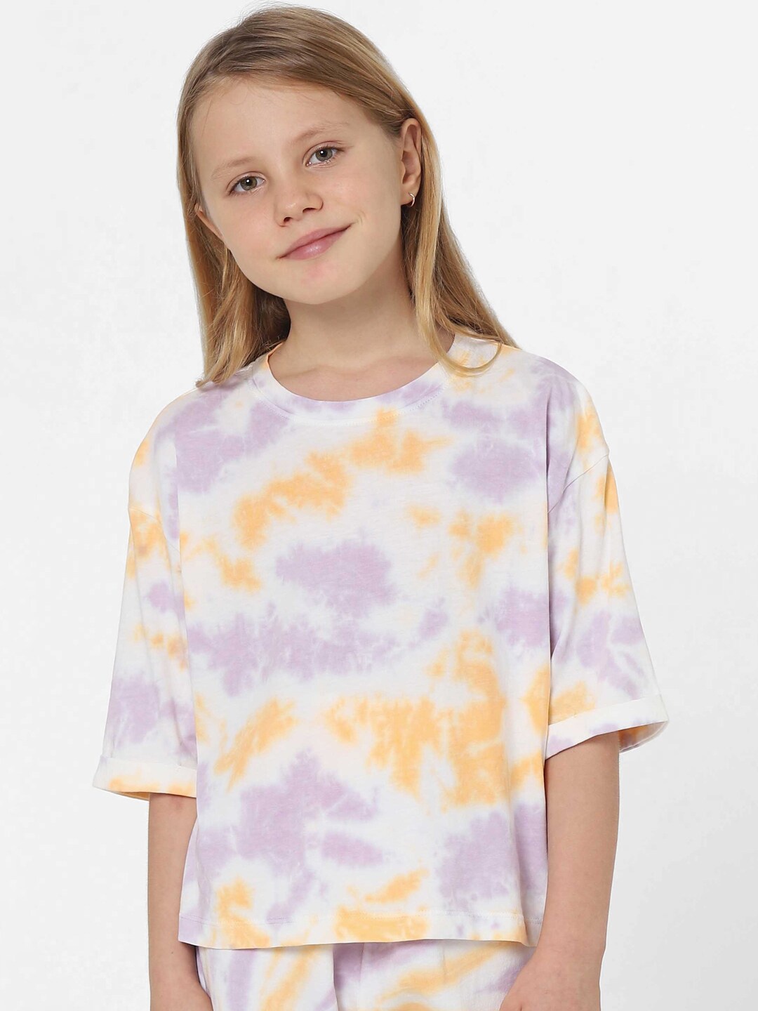 

KIDS ONLY Girls Multicoloured Dyed Extended Sleeves Cotton T-shirt, Multi