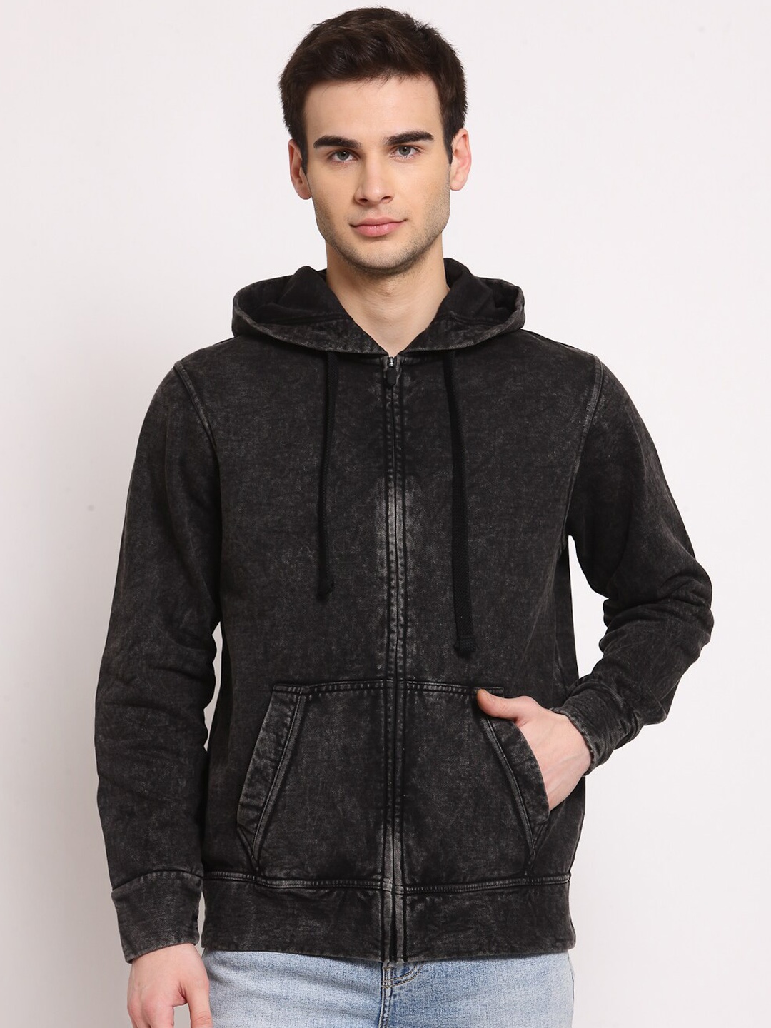 

YOONOY Men Black Hooded Tailored Jacket