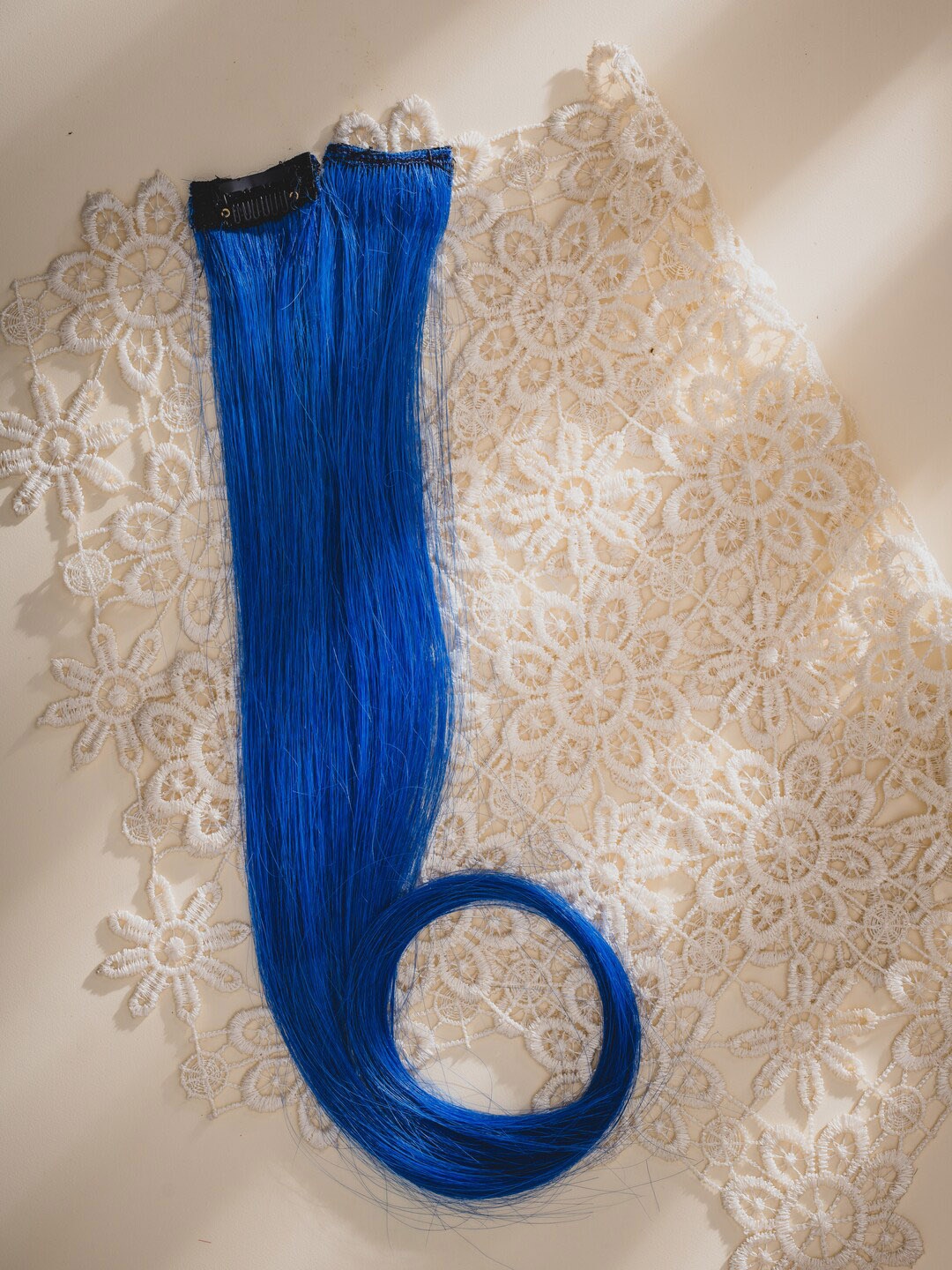 

HAIR ORIGINALS 16 Inch Streak Highlighter Real Human Hair Clip in Hair Extension - Blue