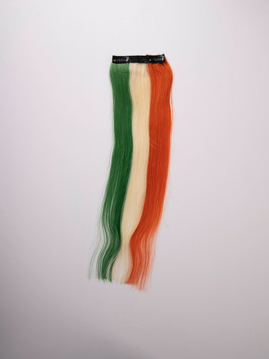 

HAIR ORIGINALS 18 Inch Side Patch Pair Real Human Hair Clip in Hair Extension - TriColor, Green