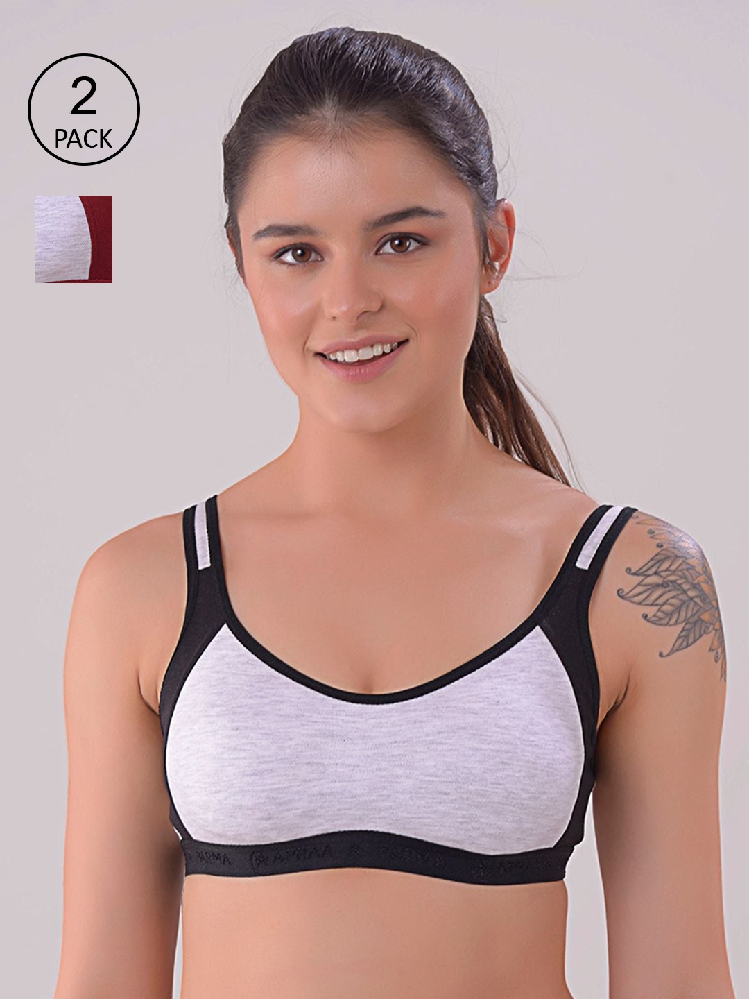 

Apraa & Parma Black & White Pack Of 2 Sports Bra