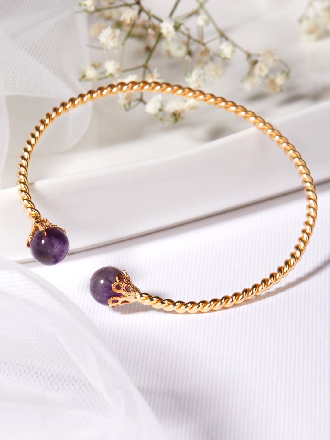 

Rubans Voguish Women Gold-Toned & Purple Handcrafted Gold-Plated Kada Bracelet
