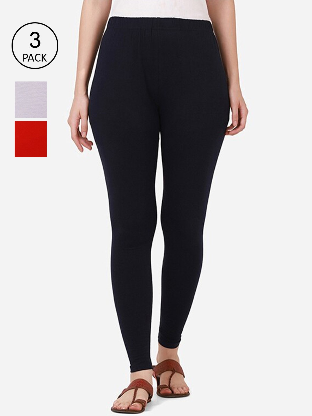 

BUY NEW TREND Women Pack Of 3 Solid Ankle-Length Leggings, Black